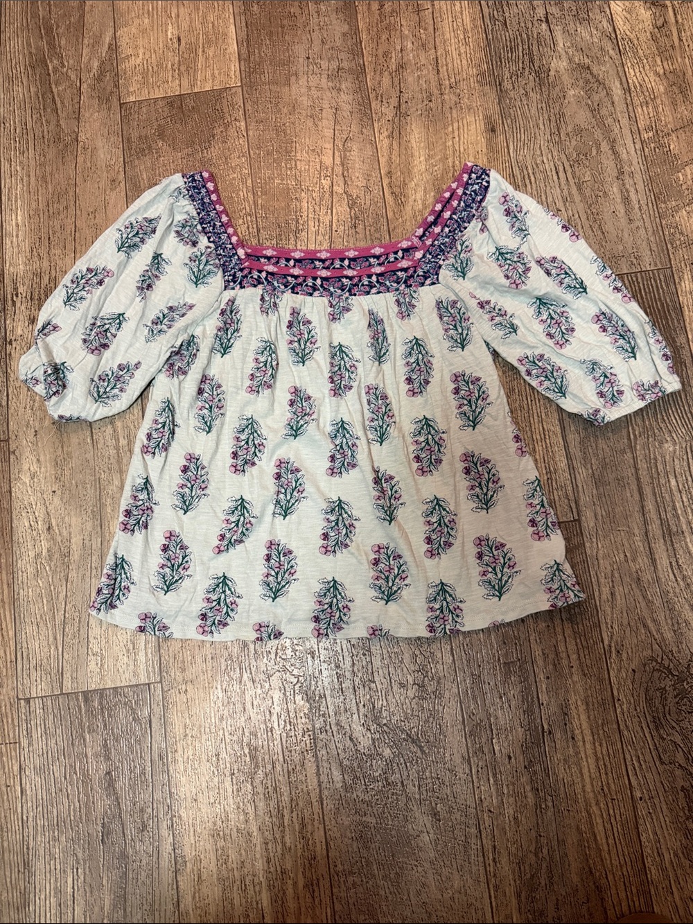Lucky Brand Floral Square Neck Swing Blouse